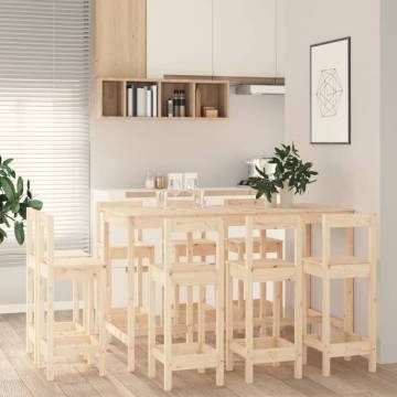 9 Piece Solid Pine Bar Set for Stylish Entertaining