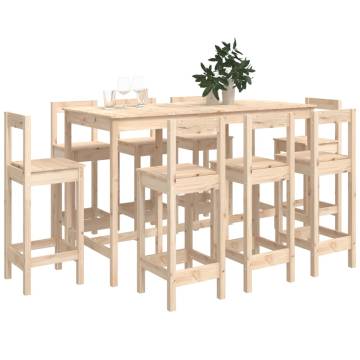 9 Piece Solid Pine Bar Set for Stylish Entertaining