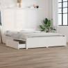 White King Size Bed Frame with Drawers - 150x200 cm