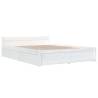 White King Size Bed Frame with Drawers - 150x200 cm