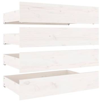 White King Size Bed Frame with Drawers - 150x200 cm