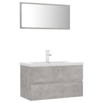 Stylish Bathroom Furniture Set in Concrete Grey - Hipomarket