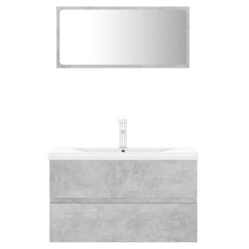 Stylish Bathroom Furniture Set in Concrete Grey - Hipomarket