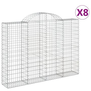 Arched Gabion Baskets | 8 pcs Galvanised Iron - Hipomarket