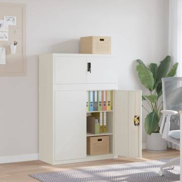 Stylish White File Cabinet - 90x40x130 cm Steel