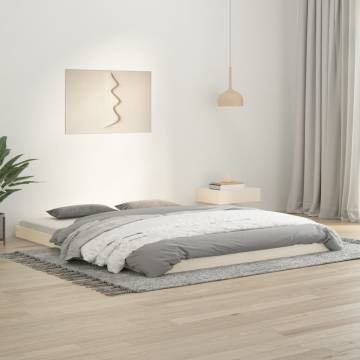 White Bed Frame 160x200 cm - Solid Pine Wood | Hipo Market