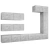 7 Piece Concrete Grey TV Cabinet Set | Modern Living Room Furniture