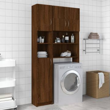 Brown Oak Bathroom Cabinet - 32x25.5x190 cm Engineered Wood