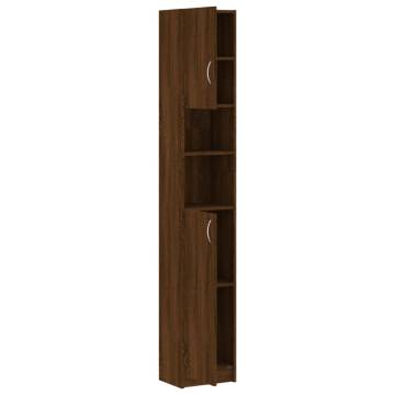 Brown Oak Bathroom Cabinet - 32x25.5x190 cm Engineered Wood