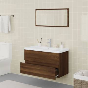 Elegant Brown Oak Bathroom Furniture Set | Hipomarket UK