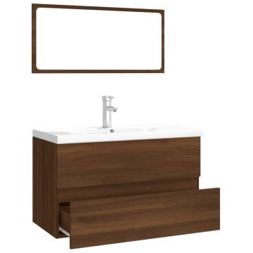 Elegant Brown Oak Bathroom Furniture Set | Hipomarket UK