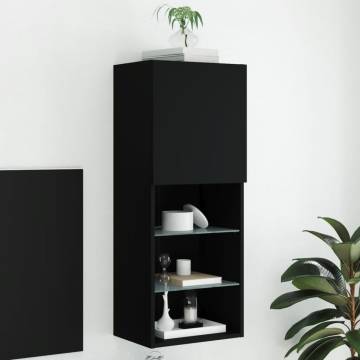 Stylish TV Cabinet with LED Lights - Black 40.5x30x102 cm