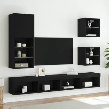 Stylish TV Cabinet with LED Lights - Black 40.5x30x102 cm