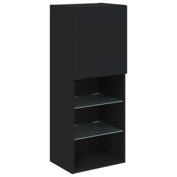 Stylish TV Cabinet with LED Lights - Black 40.5x30x102 cm