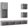 5 Piece Grey Sonoma TV Wall Units with LED Lights | HipoMarket