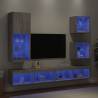 5 Piece Grey Sonoma TV Wall Units with LED Lights | HipoMarket