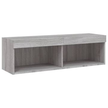 5 Piece Grey Sonoma TV Wall Units with LED Lights | HipoMarket