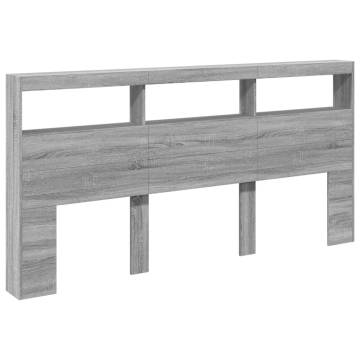 Headboard Cabinet with LED - Grey Sonoma 200x17x102 cm