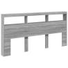 Headboard Cabinet with LED - Grey Sonoma 200x17x102 cm