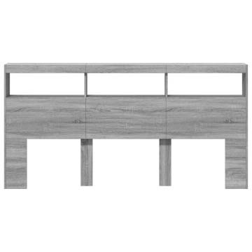 Headboard Cabinet with LED - Grey Sonoma 200x17x102 cm