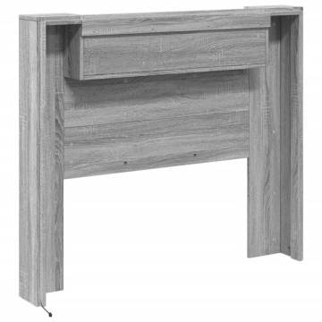 Stylish Headboard Cabinet with LED - Grey Sonoma 120 cm