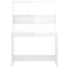 High Gloss White Desk with Shelves - 102x45x148 cm