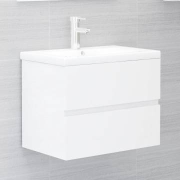 Stylish Sink Cabinet with Built-in Basin - High Gloss White