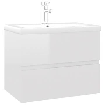 Stylish Sink Cabinet with Built-in Basin - High Gloss White