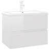 Stylish Sink Cabinet with Built-in Basin - High Gloss White