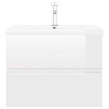 Stylish Sink Cabinet with Built-in Basin - High Gloss White