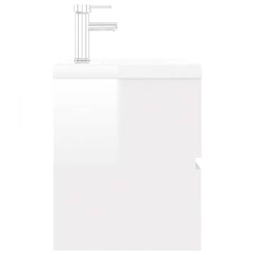 Stylish Sink Cabinet with Built-in Basin - High Gloss White