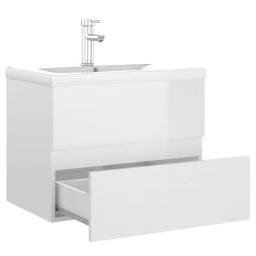 Stylish Sink Cabinet with Built-in Basin - High Gloss White