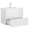 Stylish Sink Cabinet with Built-in Basin - High Gloss White