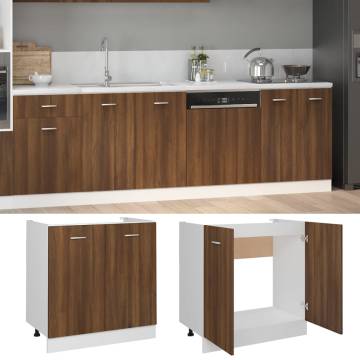 Sink Bottom Cabinet Brown Oak - 80x46x81.5 cm | Hipomarket