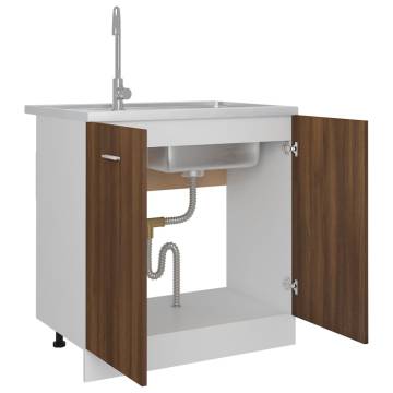 Sink Bottom Cabinet Brown Oak - 80x46x81.5 cm | Hipomarket