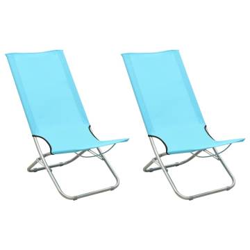 Folding Beach Chairs 2 pcs - Turquoise Fabric for Ultimate Relaxation