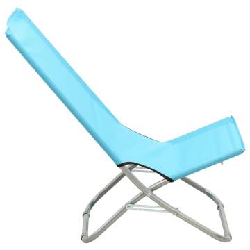 Folding Beach Chairs 2 pcs - Turquoise Fabric for Ultimate Relaxation