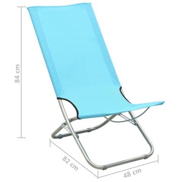 Folding Beach Chairs 2 pcs - Turquoise Fabric for Ultimate Relaxation