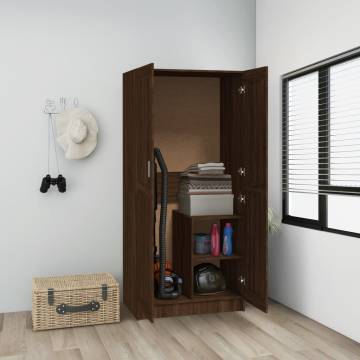 Brown Oak Wardrobe - Engineered Wood Storage Solution | HipoMarket