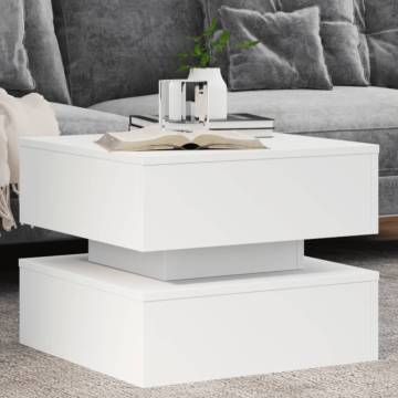 Modern Coffee Table with LED Lights - White 50x50x40 cm