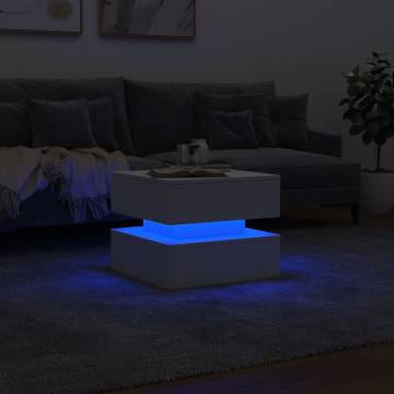 Modern Coffee Table with LED Lights - White 50x50x40 cm