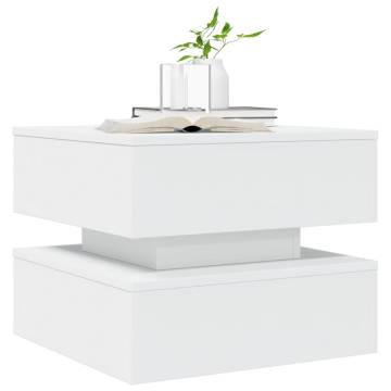 Modern Coffee Table with LED Lights - White 50x50x40 cm