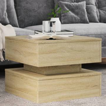 Coffee Table with LED Lights in Sonoma Oak - Modern Design