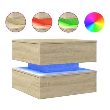 Coffee Table with LED Lights in Sonoma Oak - Modern Design