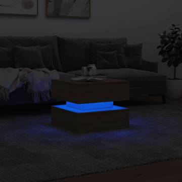 Coffee Table with LED Lights in Sonoma Oak - Modern Design