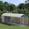 Outdoor Dog Kennel with Roof - Galvanised Steel | HipoMarket