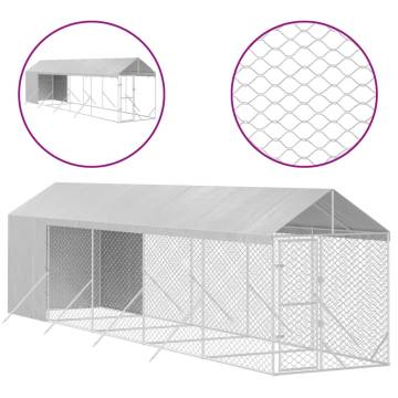 Outdoor Dog Kennel with Roof - Galvanised Steel | HipoMarket