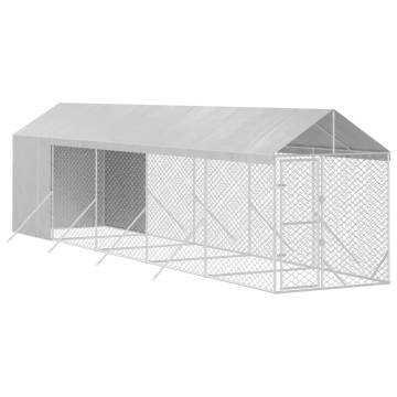 Outdoor Dog Kennel with Roof - Galvanised Steel | HipoMarket