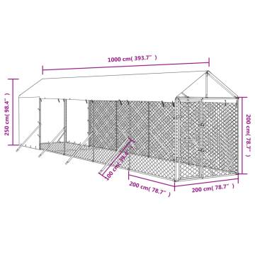 Outdoor Dog Kennel with Roof - Galvanised Steel | HipoMarket