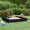 Sandbox with Seats Black Square Solid Wood Pine Colour black pine Size 111 x 111 x 20 cm Quantity in Package 1 